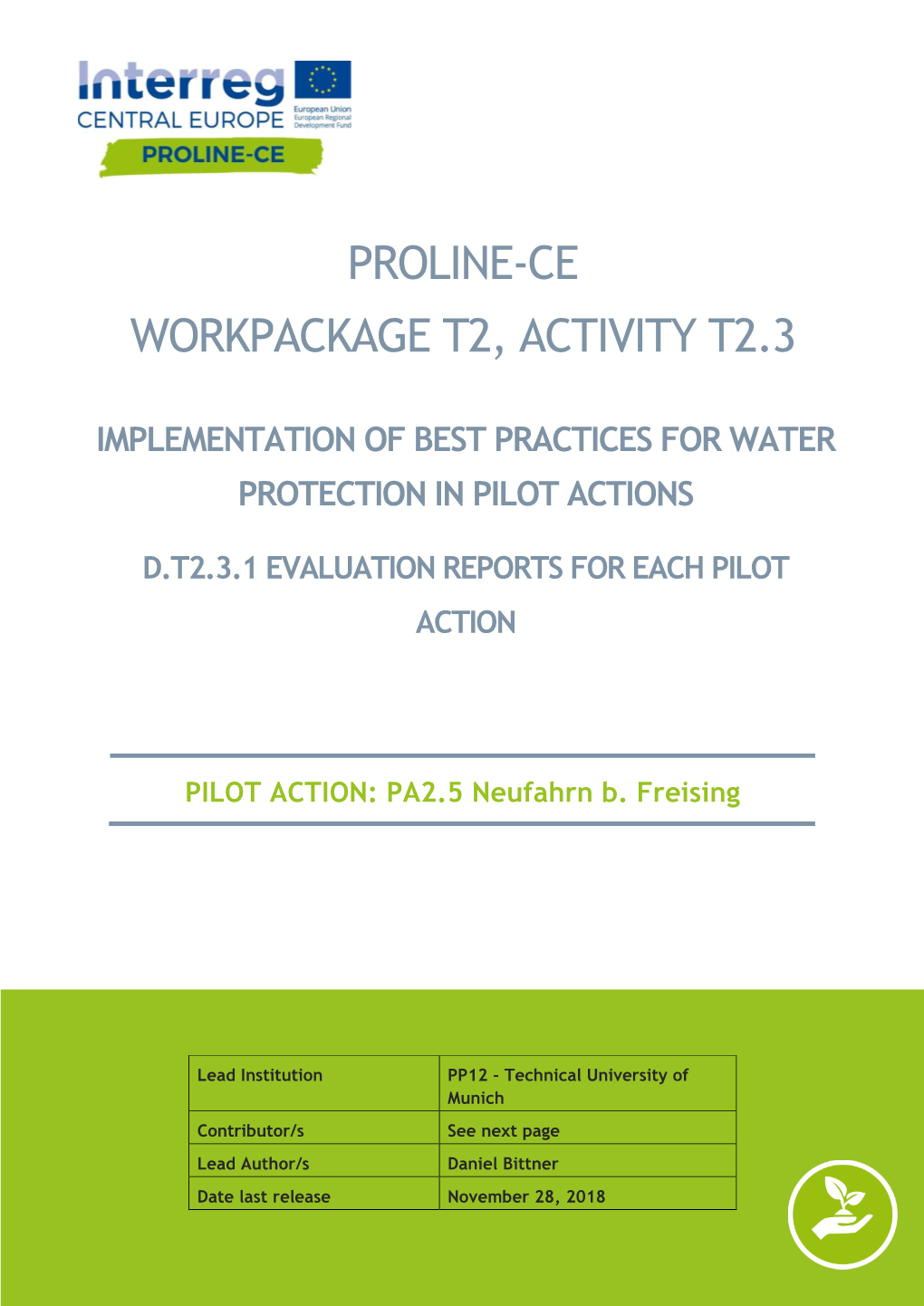 Evaluation Report for Each Pilot Action