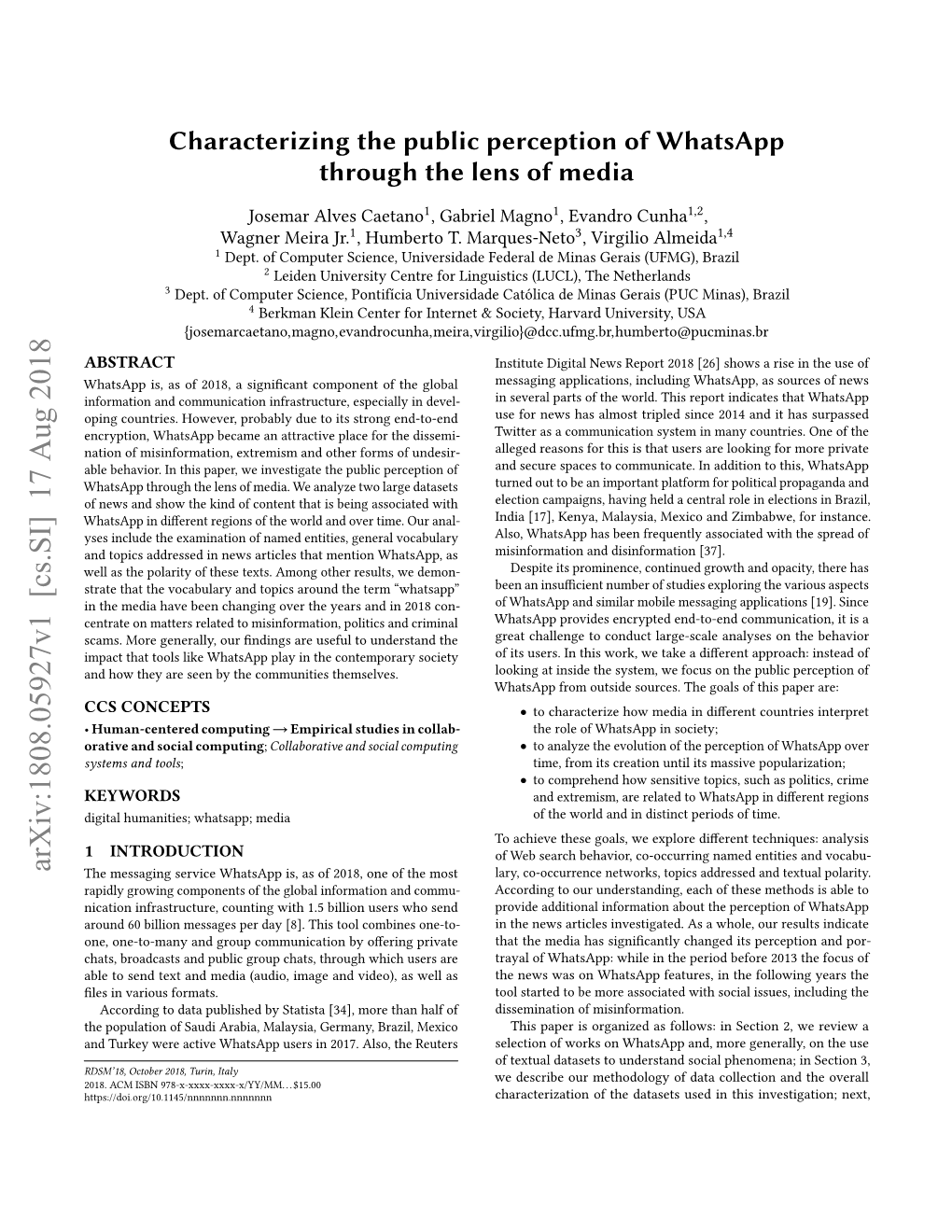 Characterizing the Public Perception of Whatsapp Through the Lens of Media
