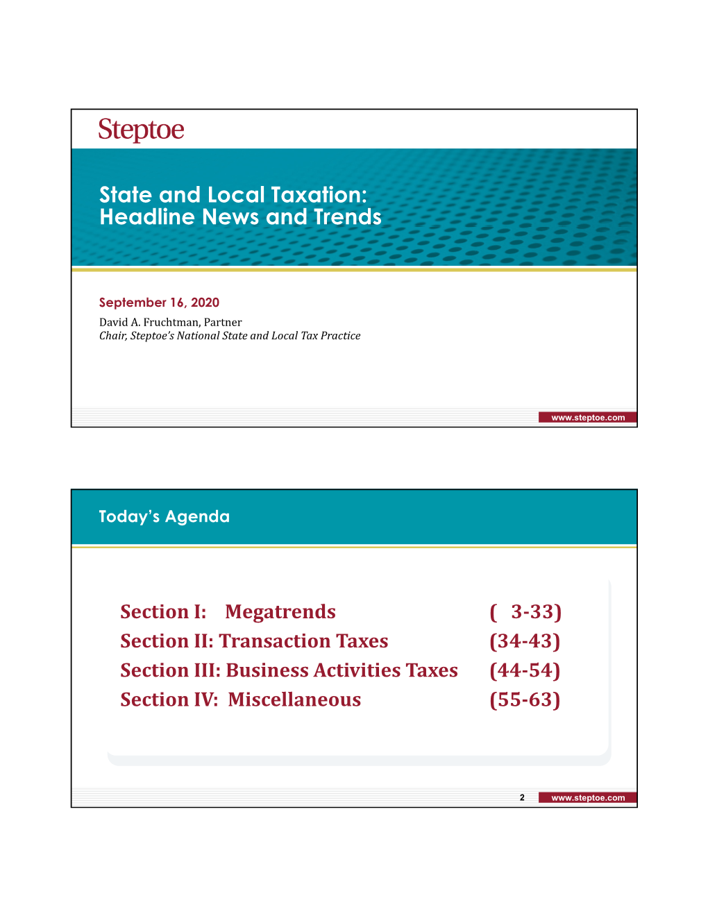 State and Local Taxation: Headline News and Trends