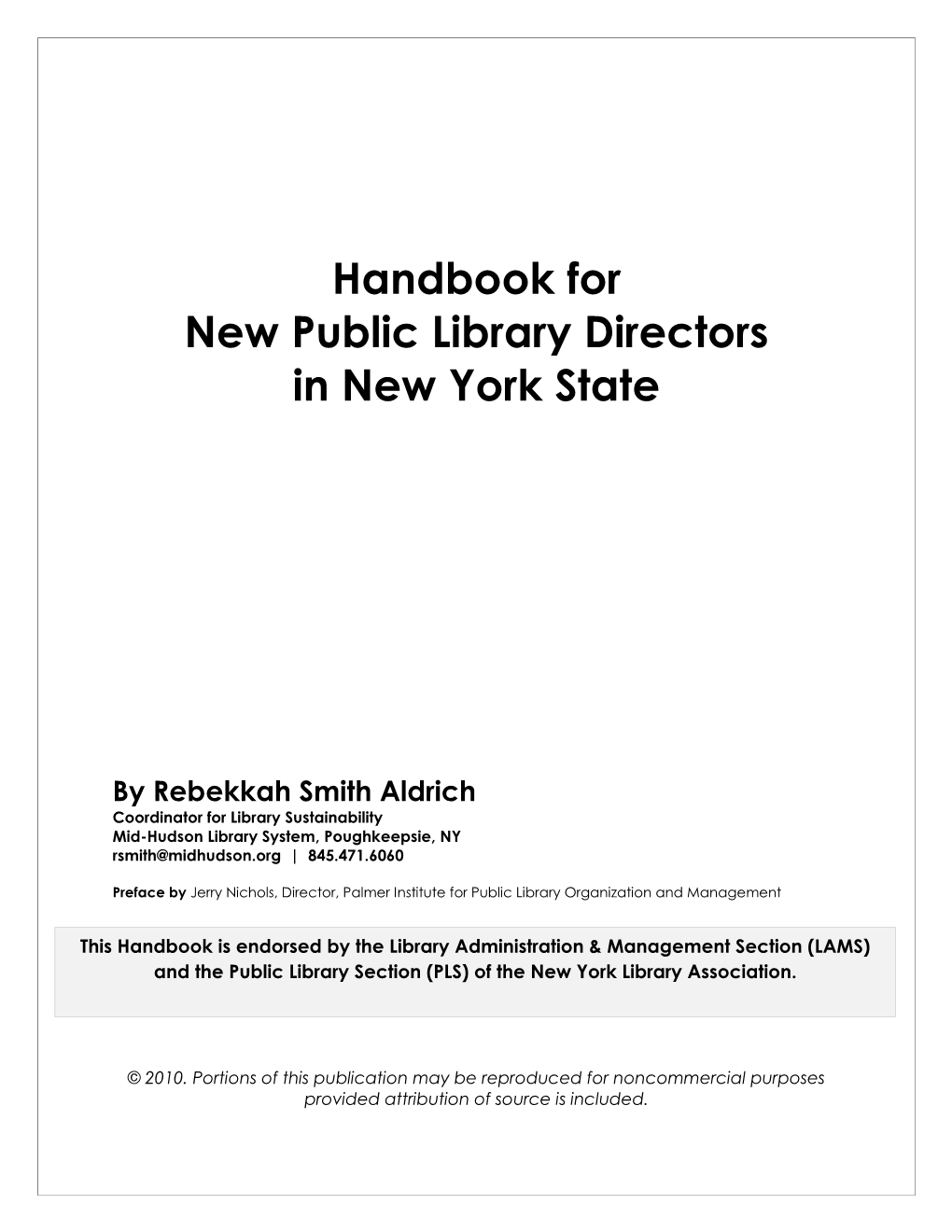 Handbook for New Public Library Directors in New York State
