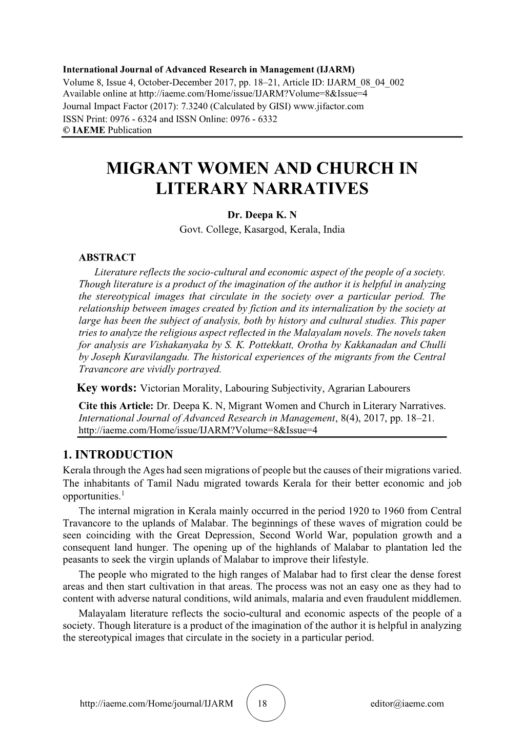 Migrant Women and Church in Literary Narratives