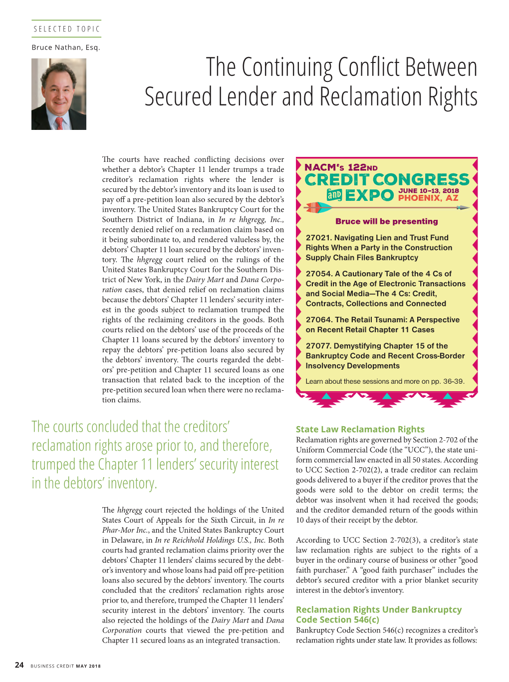 The Continuing Conflict Between Secured Lender and Reclamation Rights
