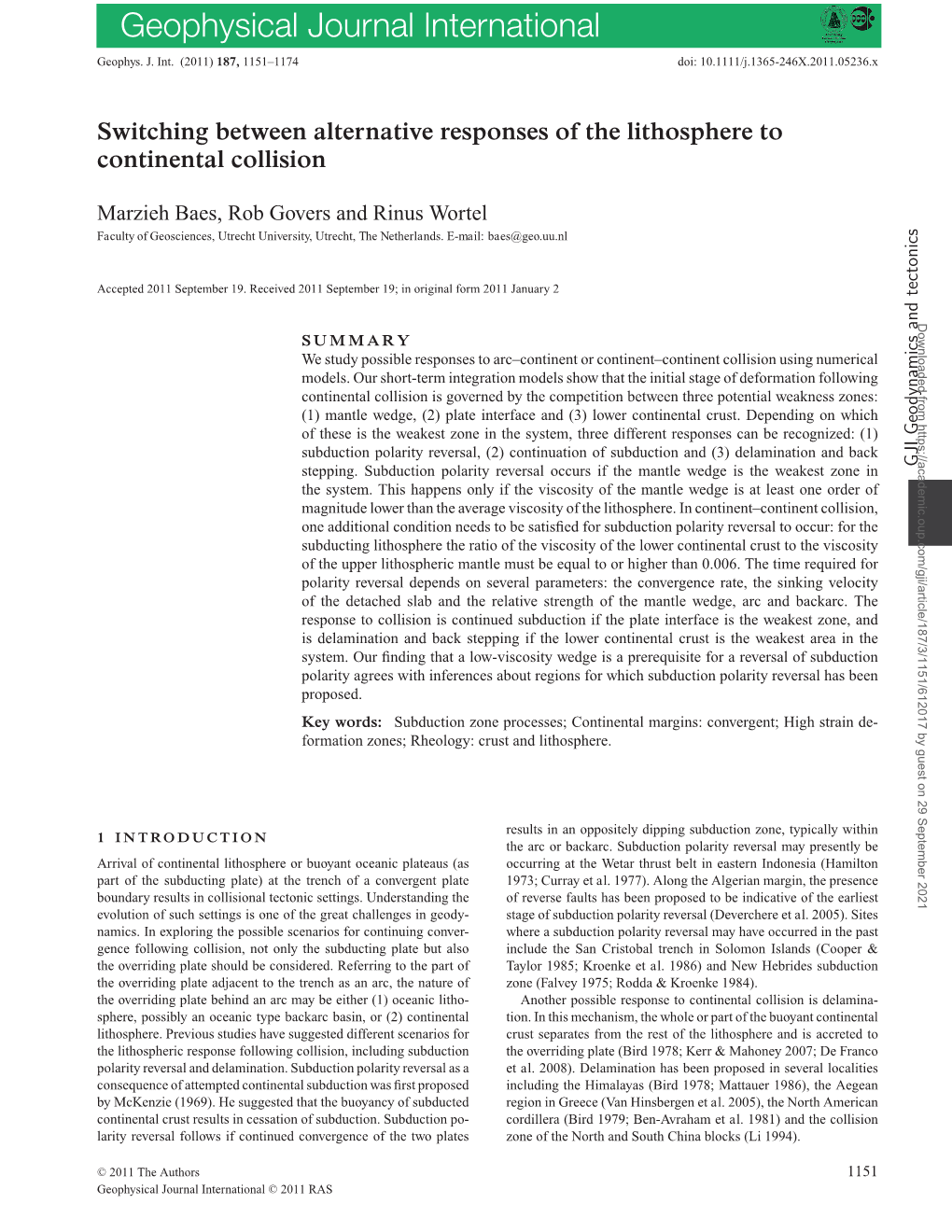 Switching Between Alternative Responses of the Lithosphere to Continental Collision