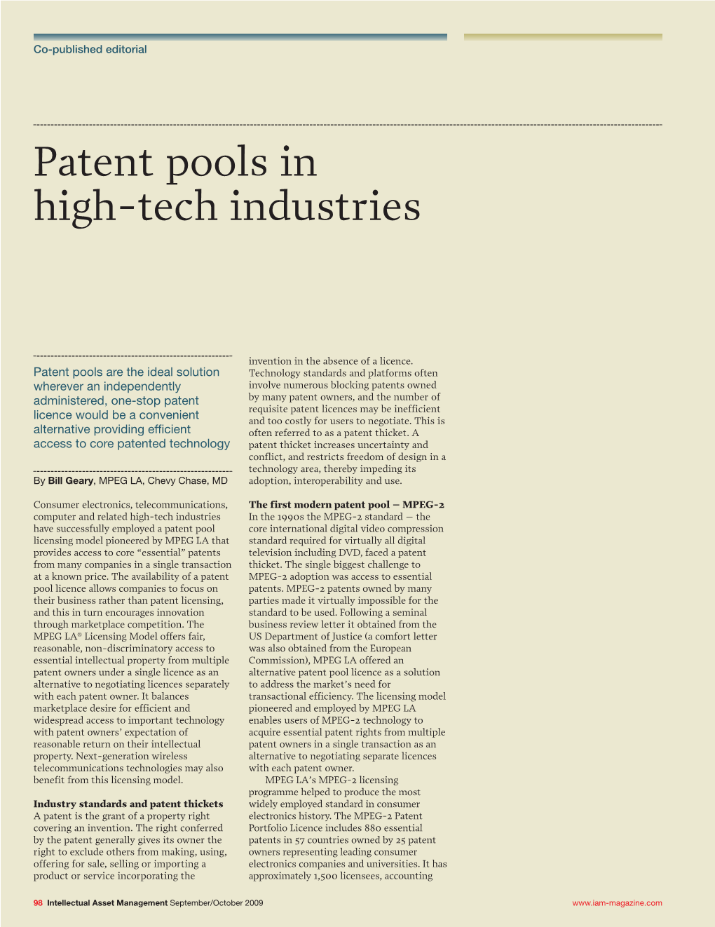 Patent Pools in High-Tech Industries