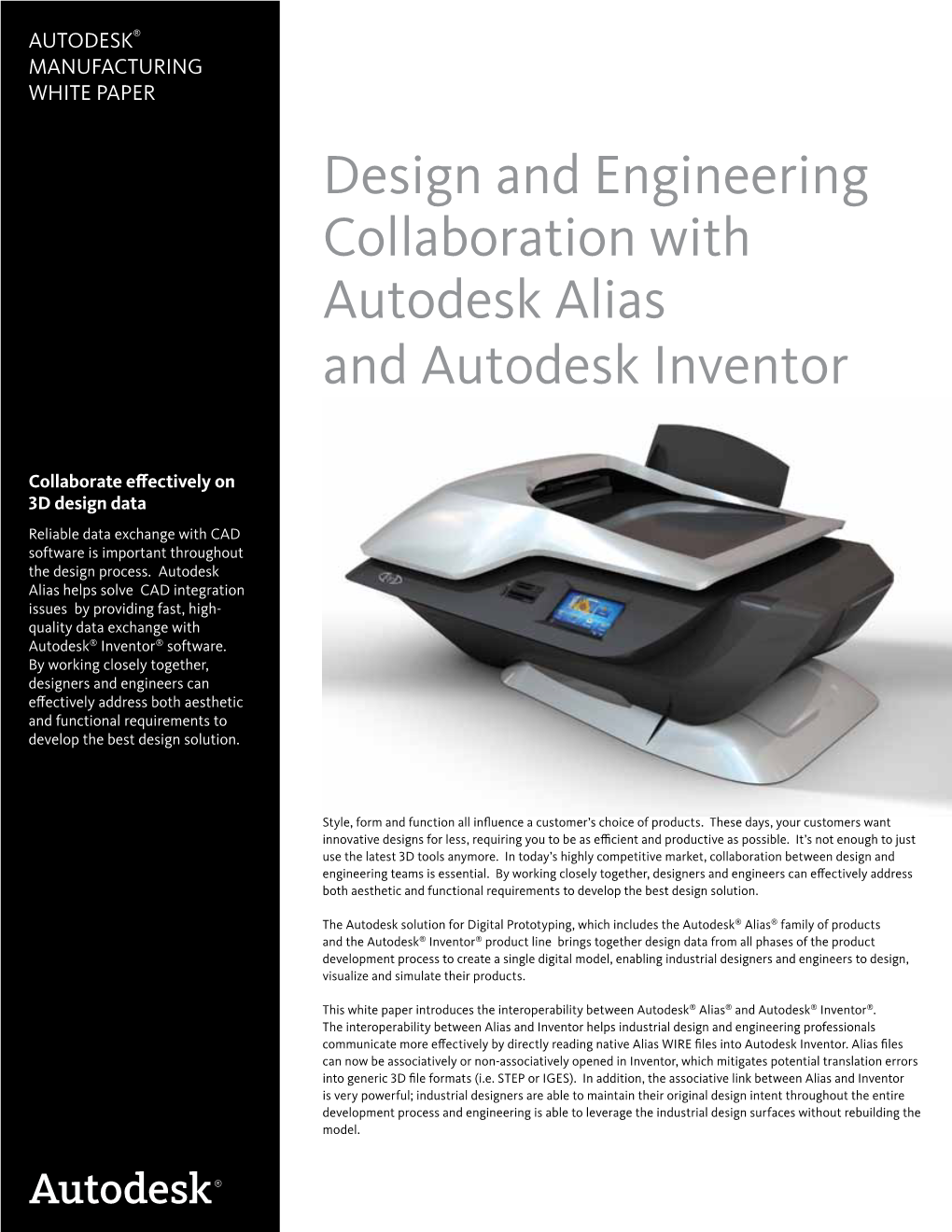 Design and Engineering Collaboration with Autodesk Alias and Autodesk Inventor