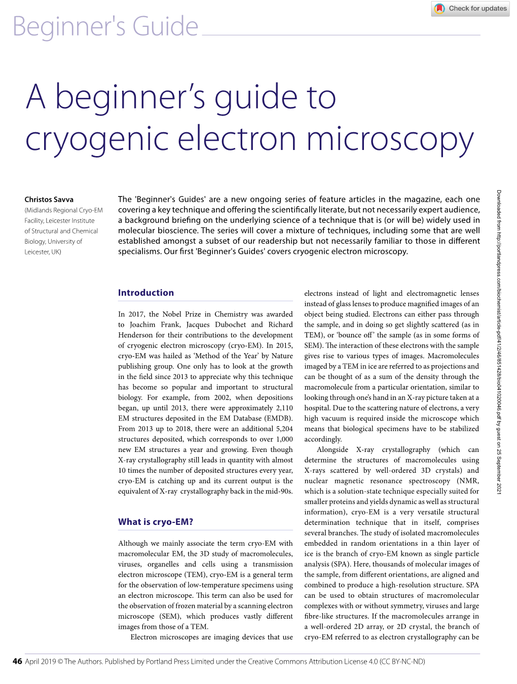 A Beginner's Guide to Cryogenic Electron Microscopy