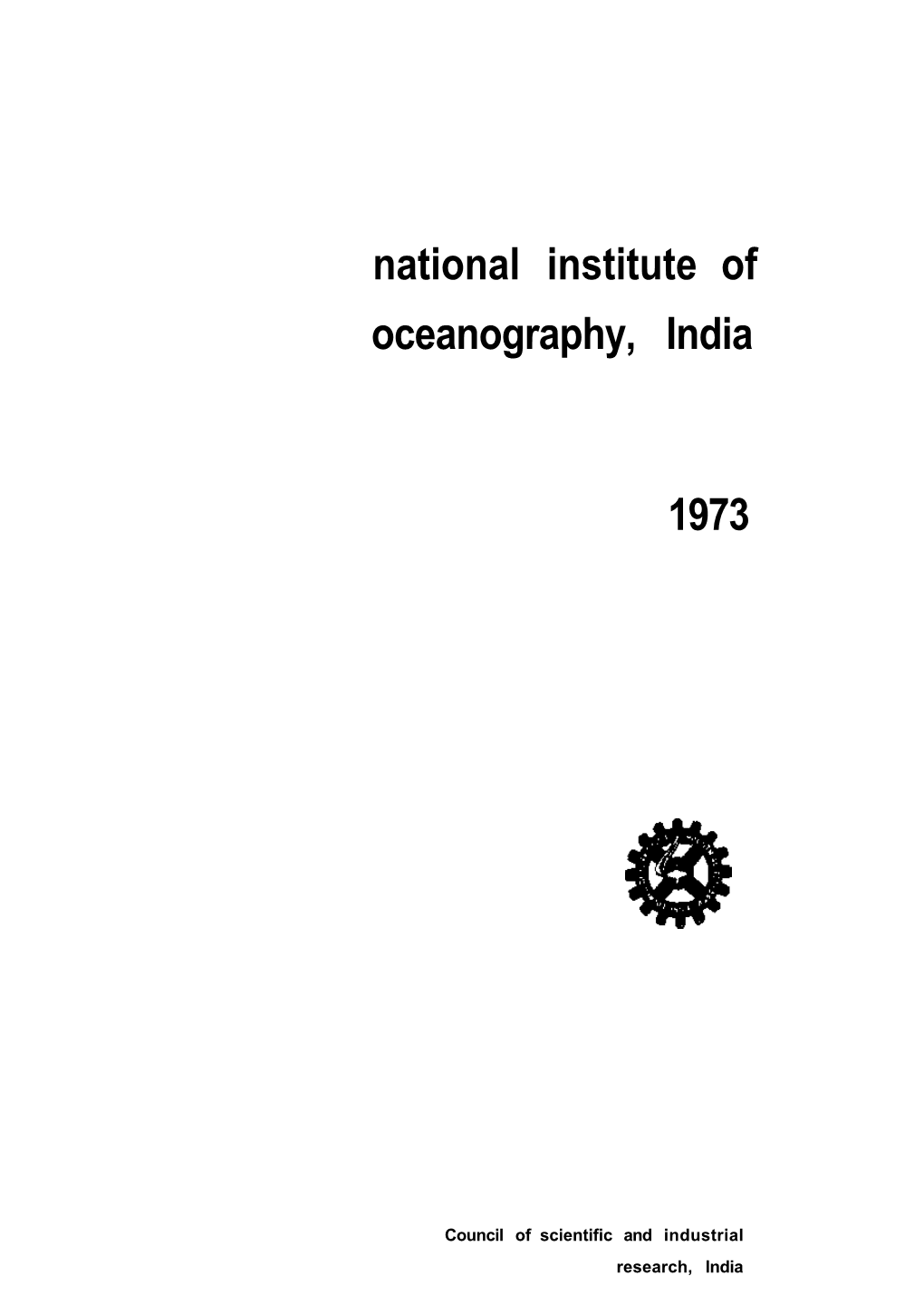 National Institute of Oceanography, India 1973