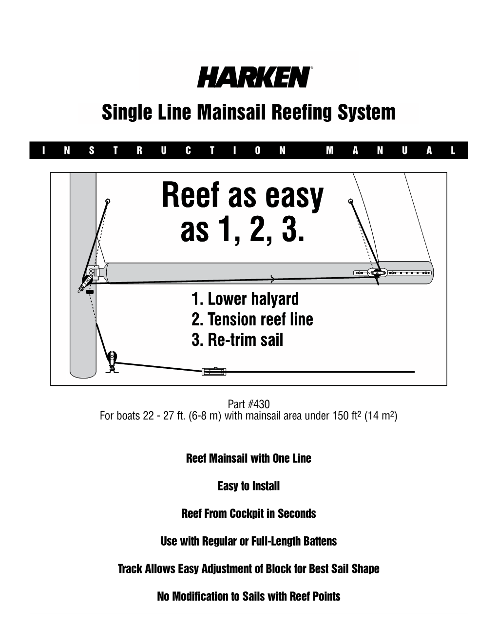 Single Line Mainsail Reefing System
