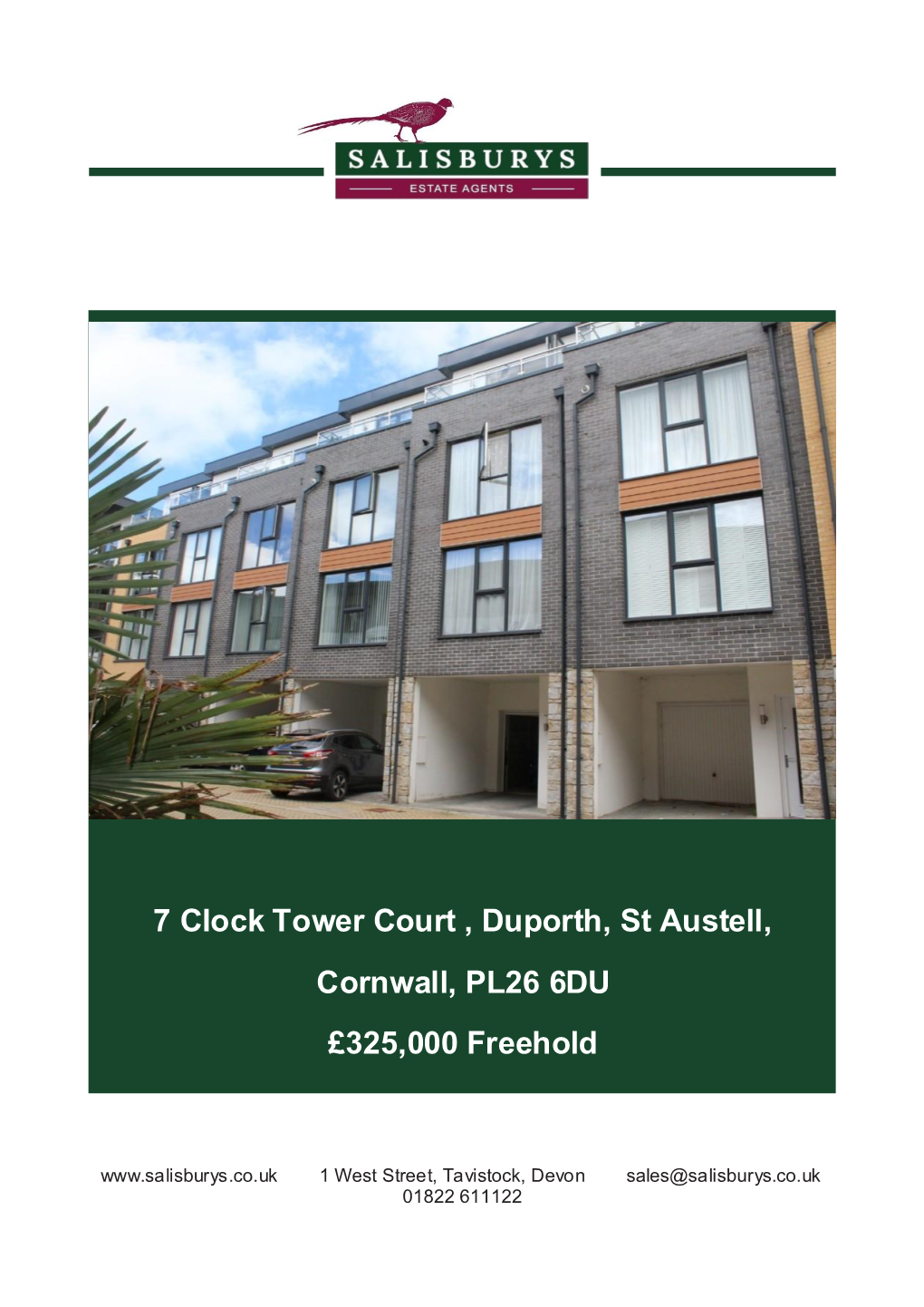 7 Clock Tower Court , Duporth, St Austell, Cornwall, PL26 6DU £325,000 Freehold