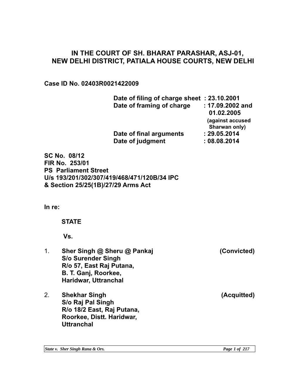 In the Court of Sh. Bharat Parashar, Asj-01, New Delhi District, Patiala House Courts, New Delhi