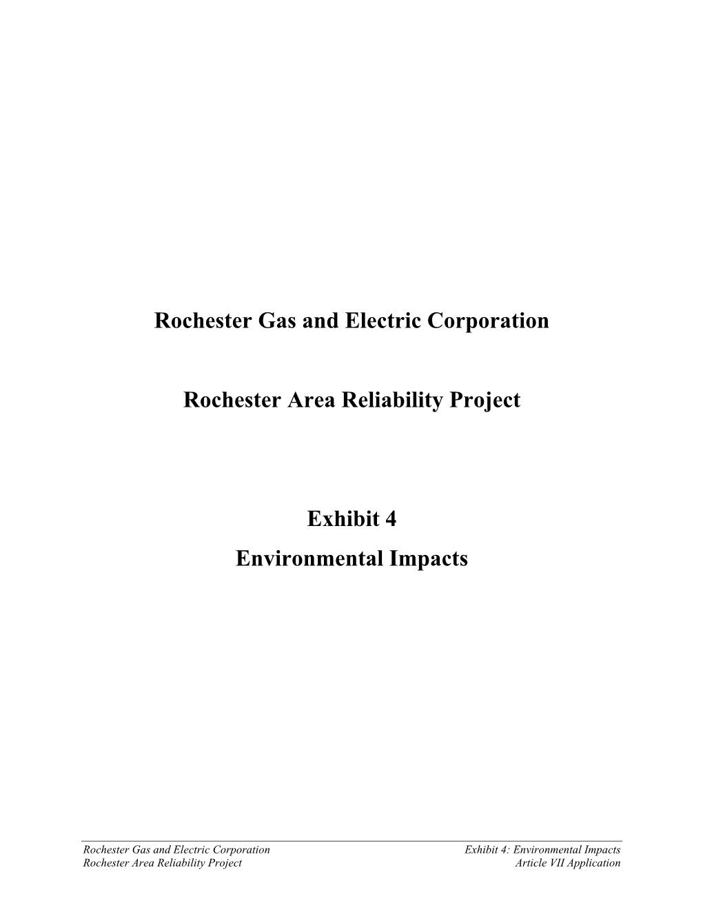 Rochester Gas and Electric Corporation Rochester Area