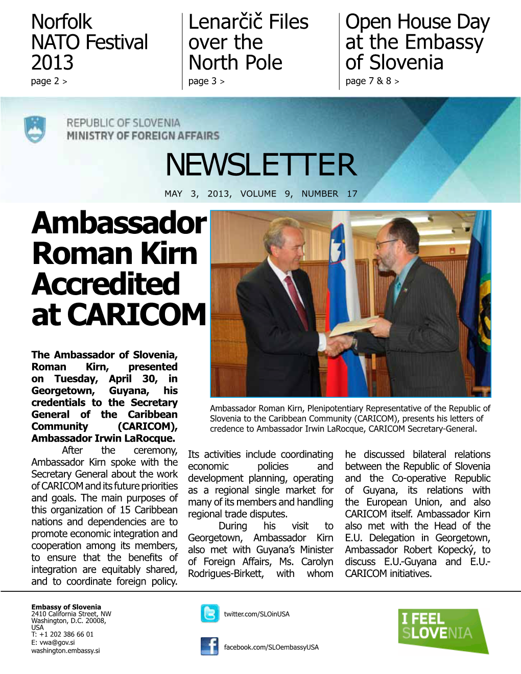 NEWSLETTER Ambassador Roman Kirn Accredited at CARICOM