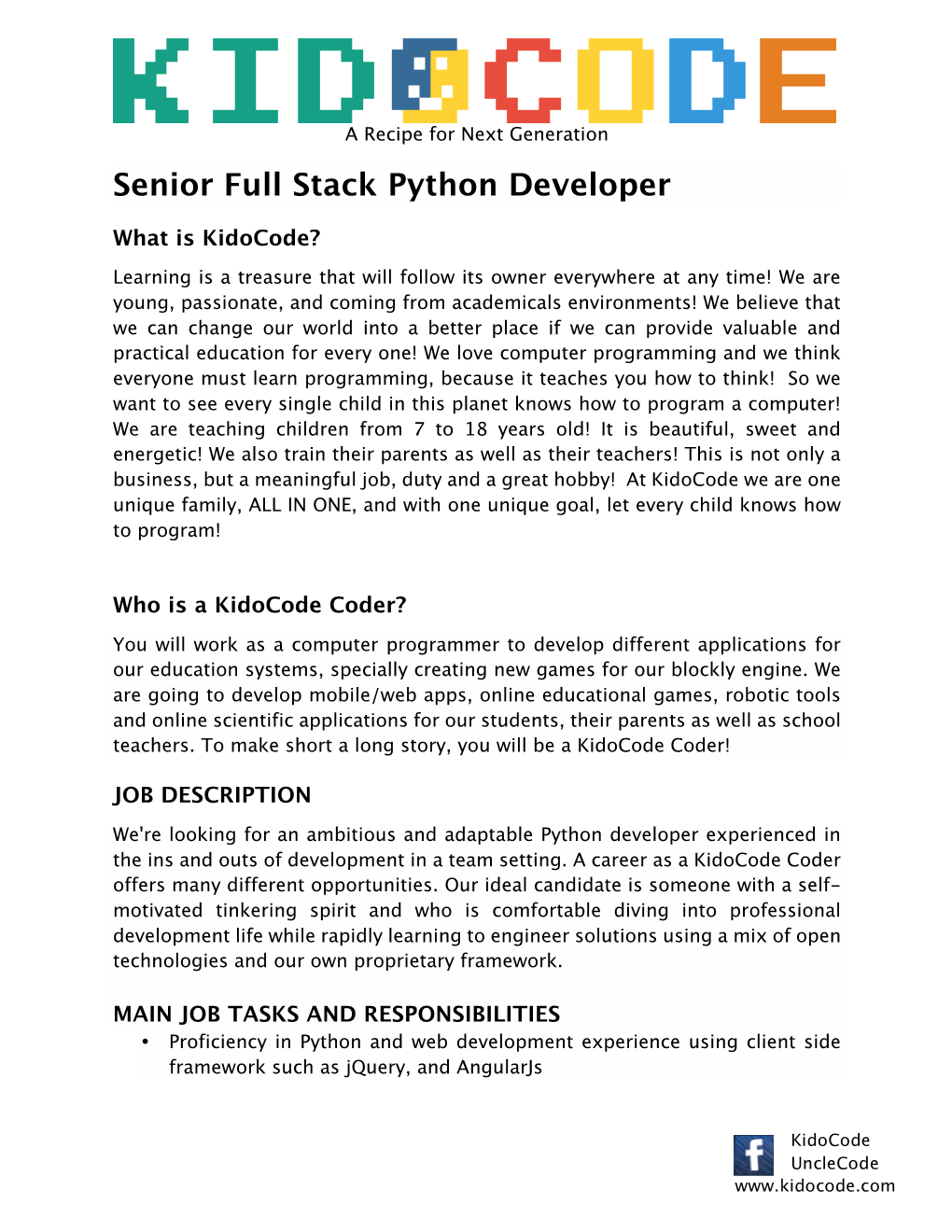 Senior Full Stack Python Developer