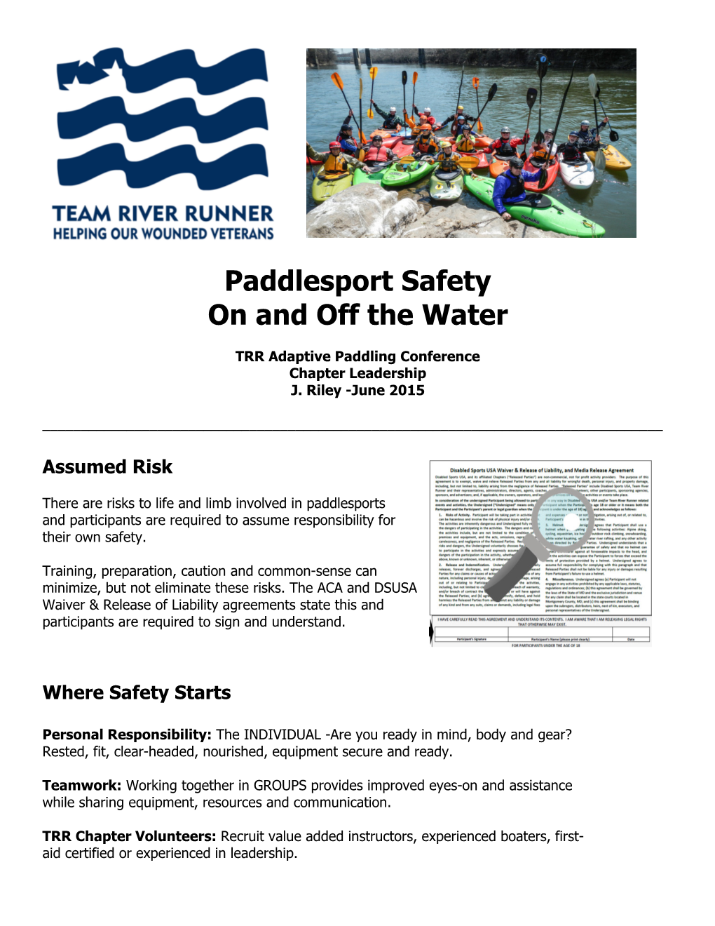Paddlesport Safety on and Off the Water