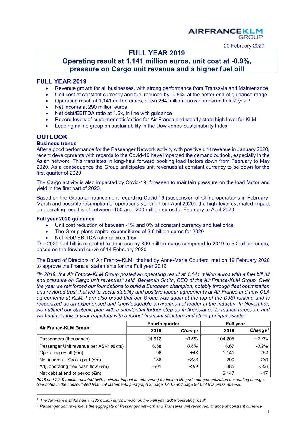 0.9%, Pressure on Cargo Unit Revenue and a Higher Fuel Bill