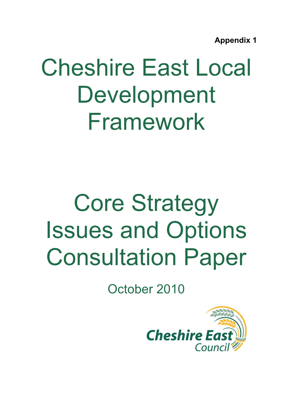 Cheshire East Local Development Framework Core Strategy Issues