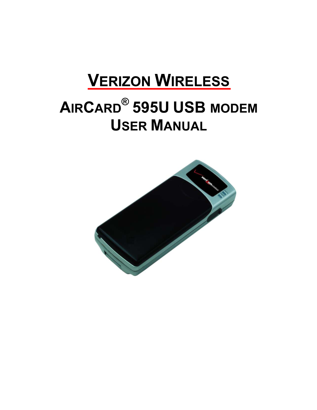 Verizon Wireless Aircard 595U USB Modem User Manual