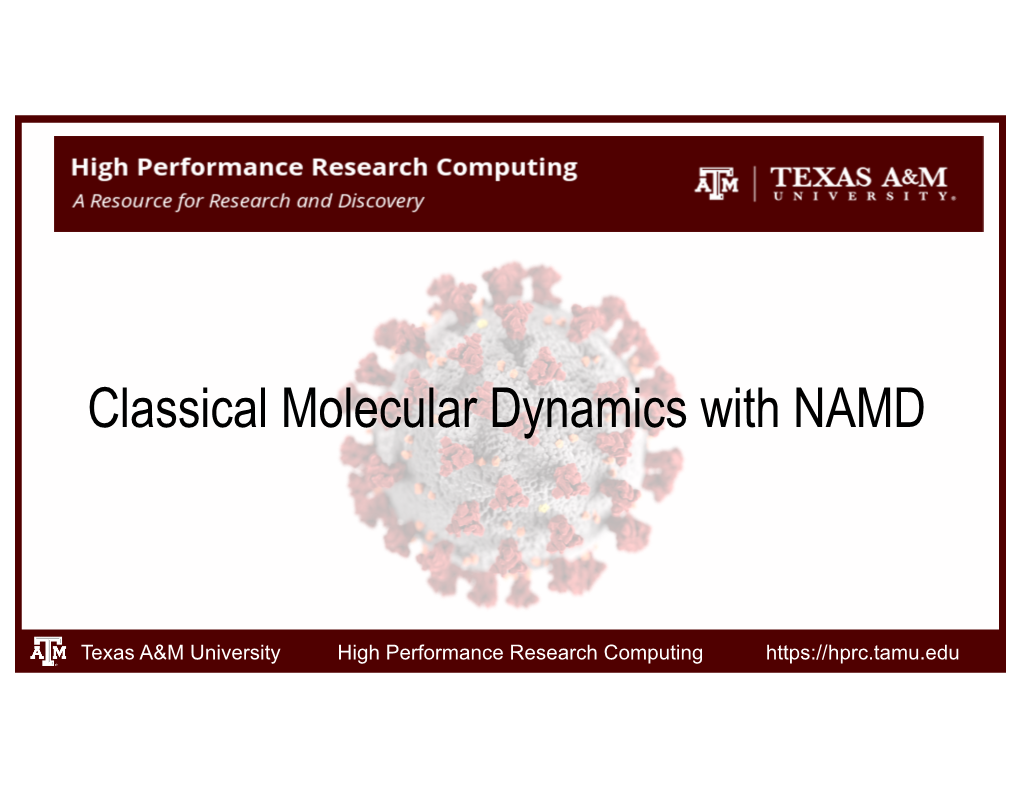 Classical Molecular Dynamics with NAMD