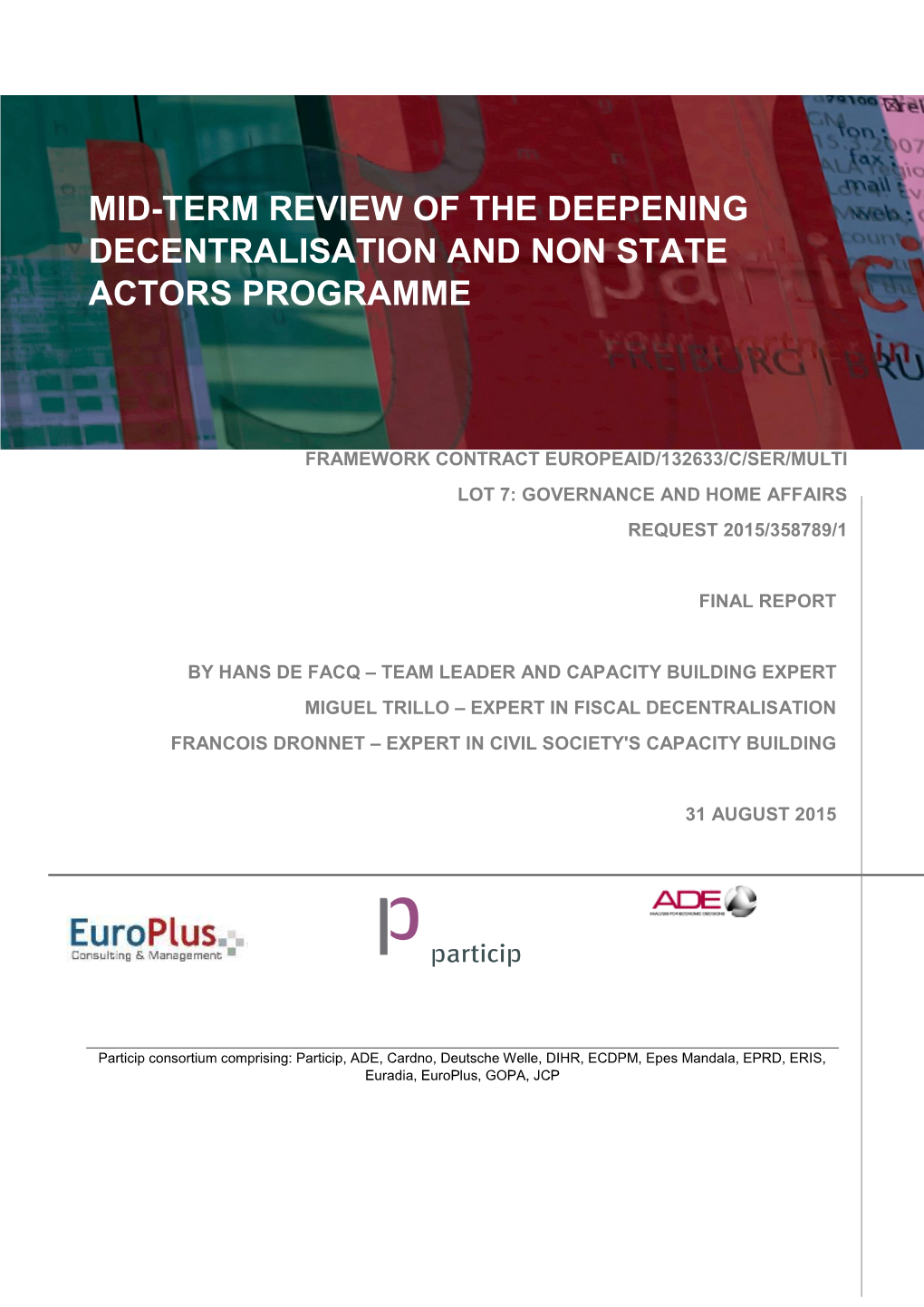 Mid-Term Review of the Deepening Decentralisation and Non State Actors Programme