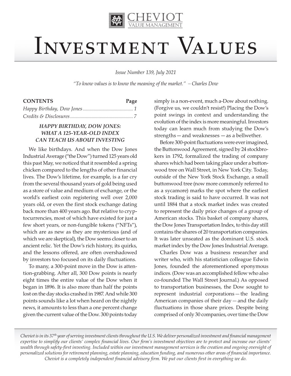 Investment Values