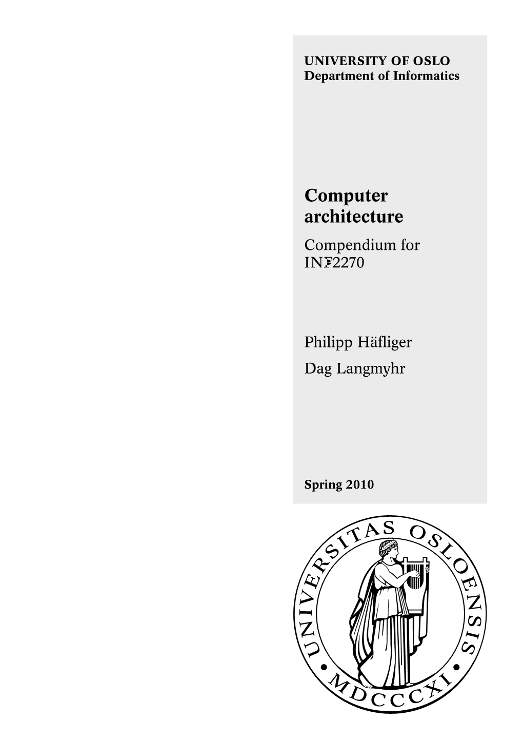 Computer Architecture Compendium for INF2270