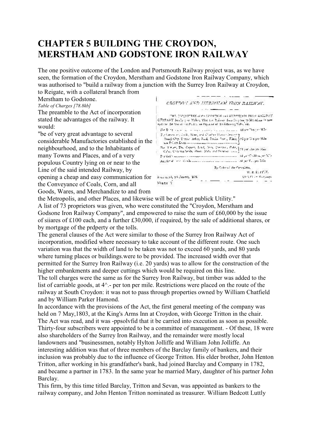 Chapter 5 Building the Croydon, Merstham and Godstone Iron Railway