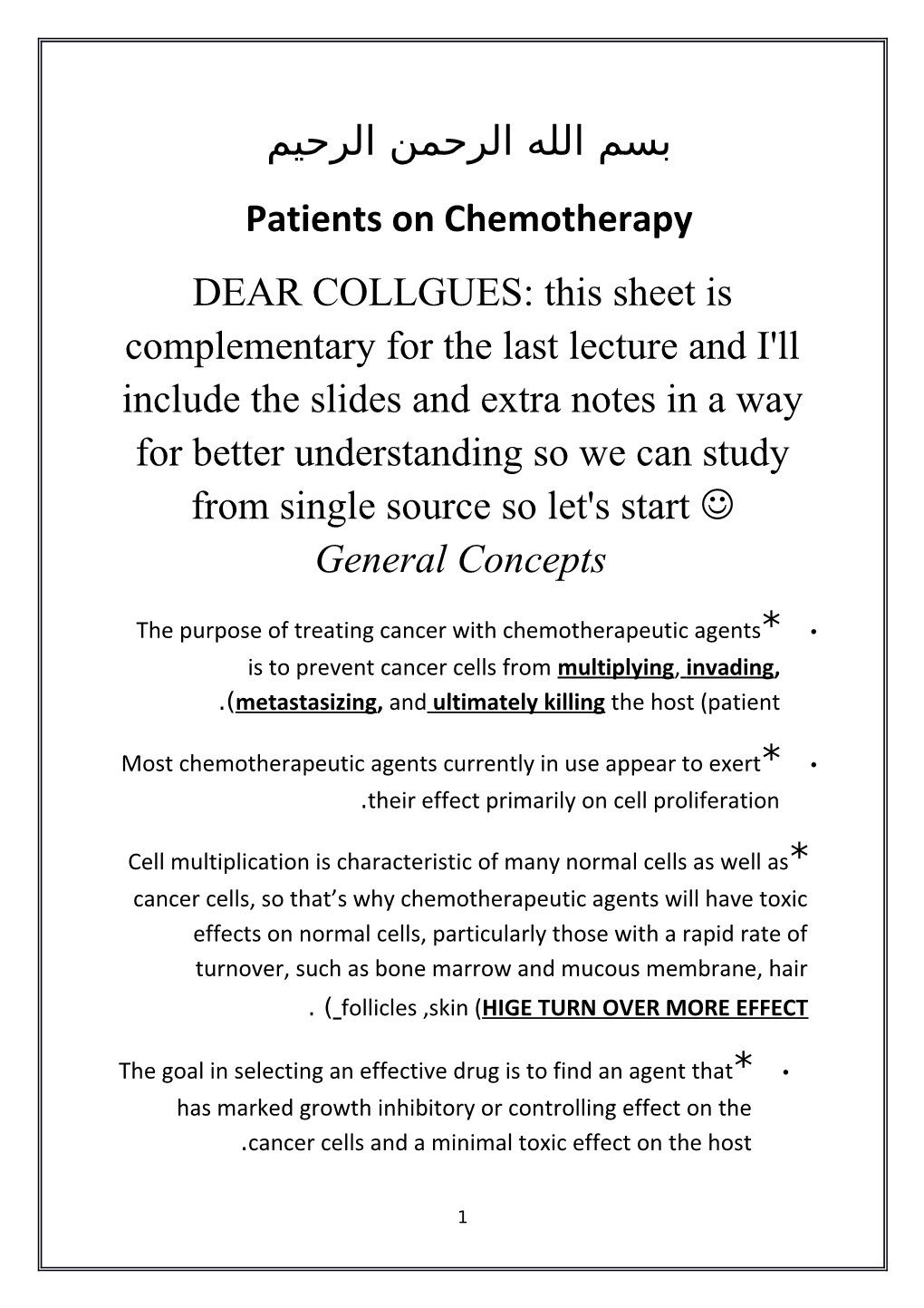 Patients on Chemotherapy