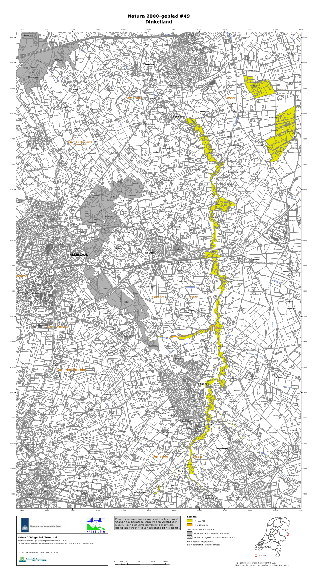 Kaart Natura 2000-Gebied Dinkelland
