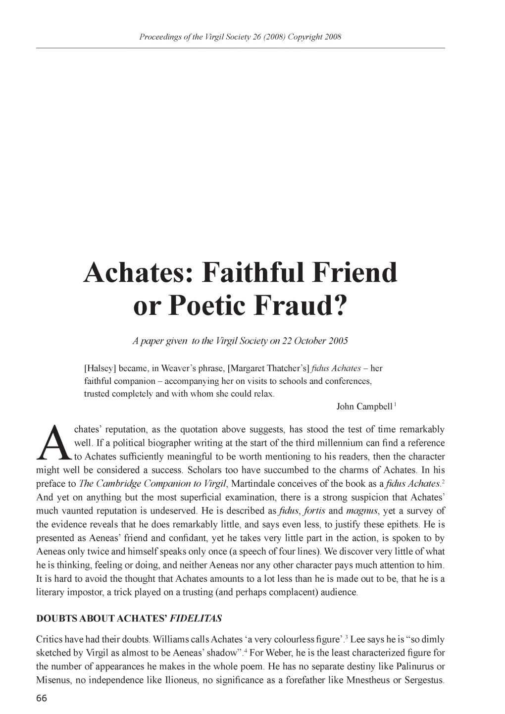 Achates: Faithful Friend Or Poetic Fraud?