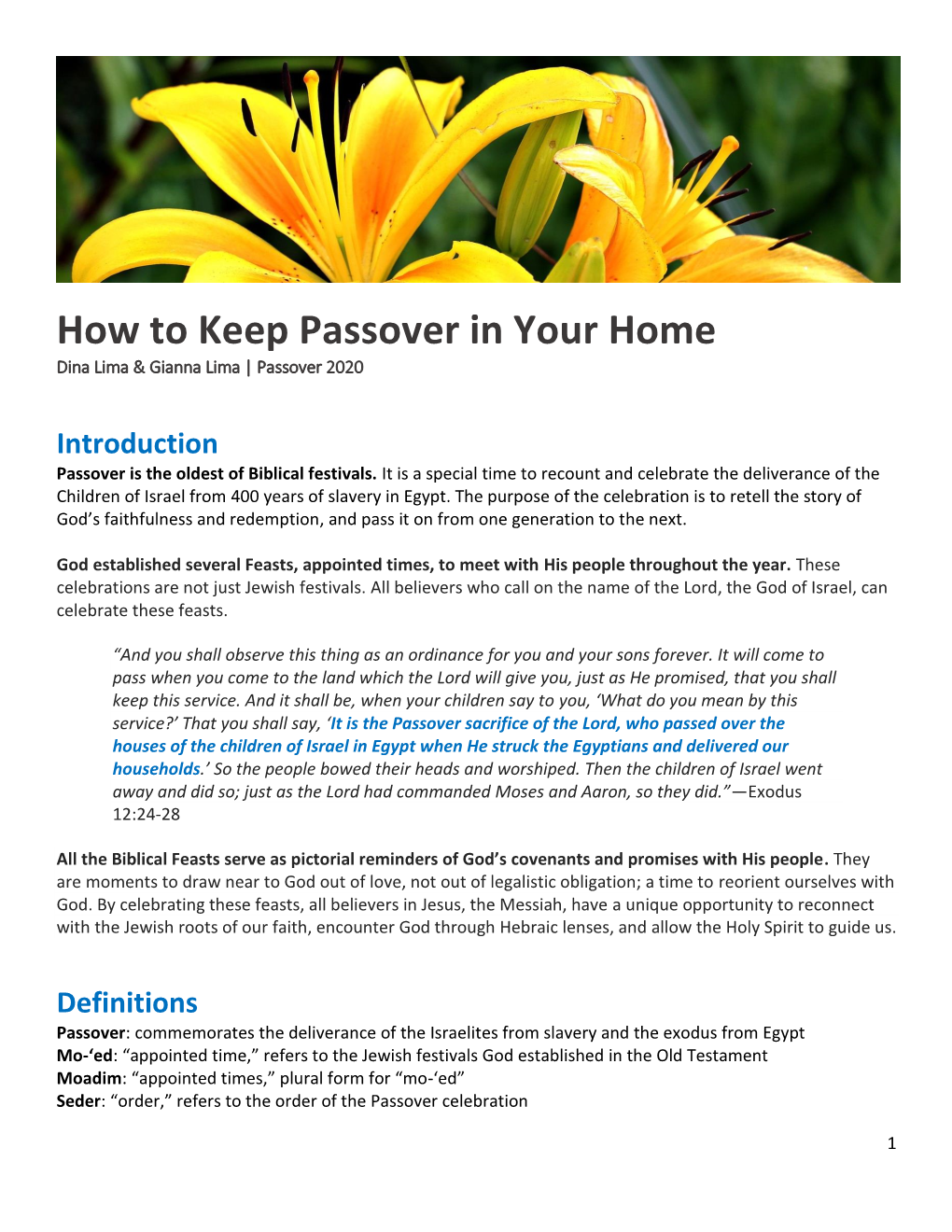 How to Keep Passover in Your Home Dina Lima & Gianna Lima | Passover 2020