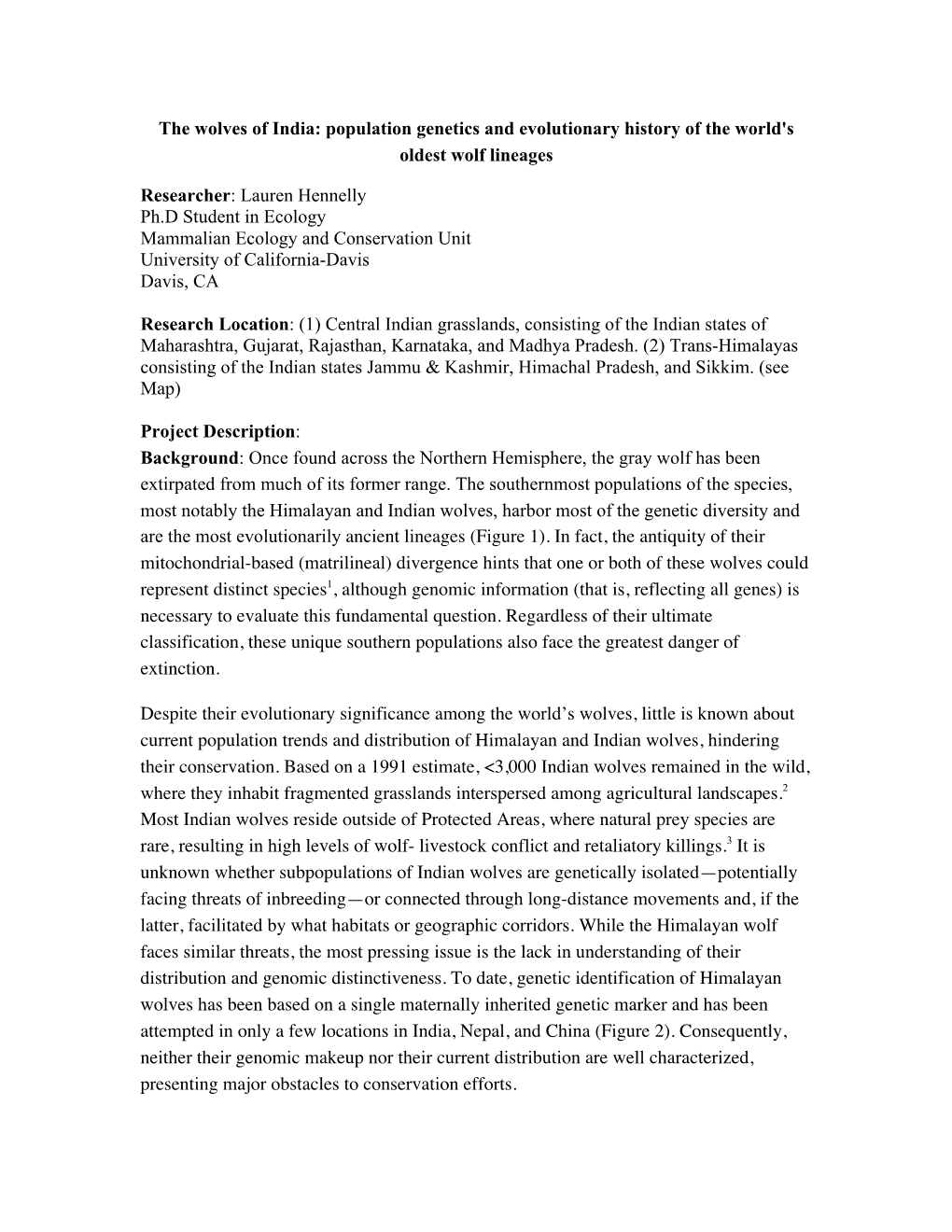 The Wolves of India: Population Genetics and Evolutionary History of the World's Oldest Wolf Lineages