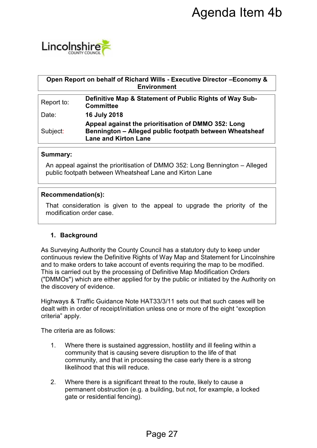 Prioritisation Appeal Report