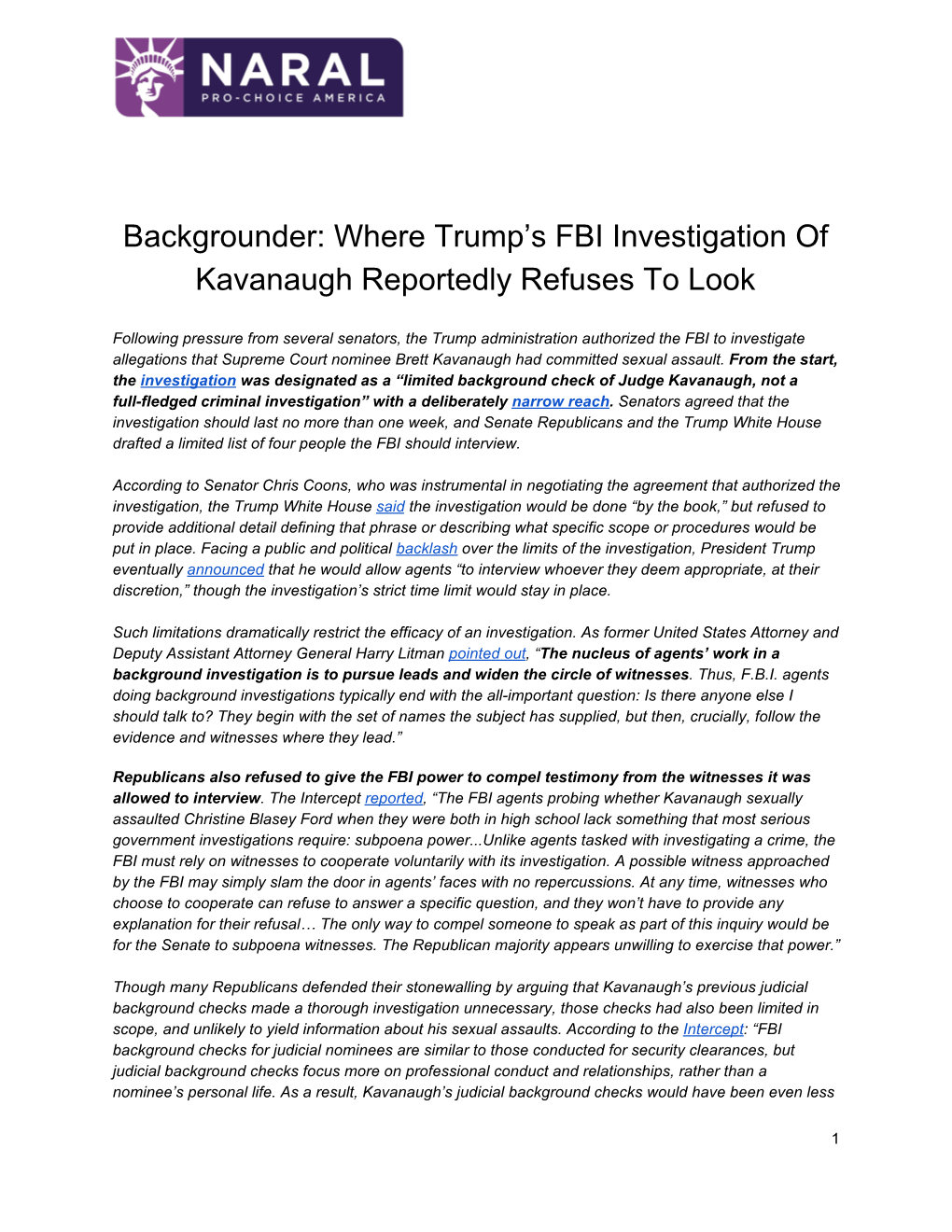 Where Trump's FBI Investigation of Kavanaugh Reportedly Refuses To