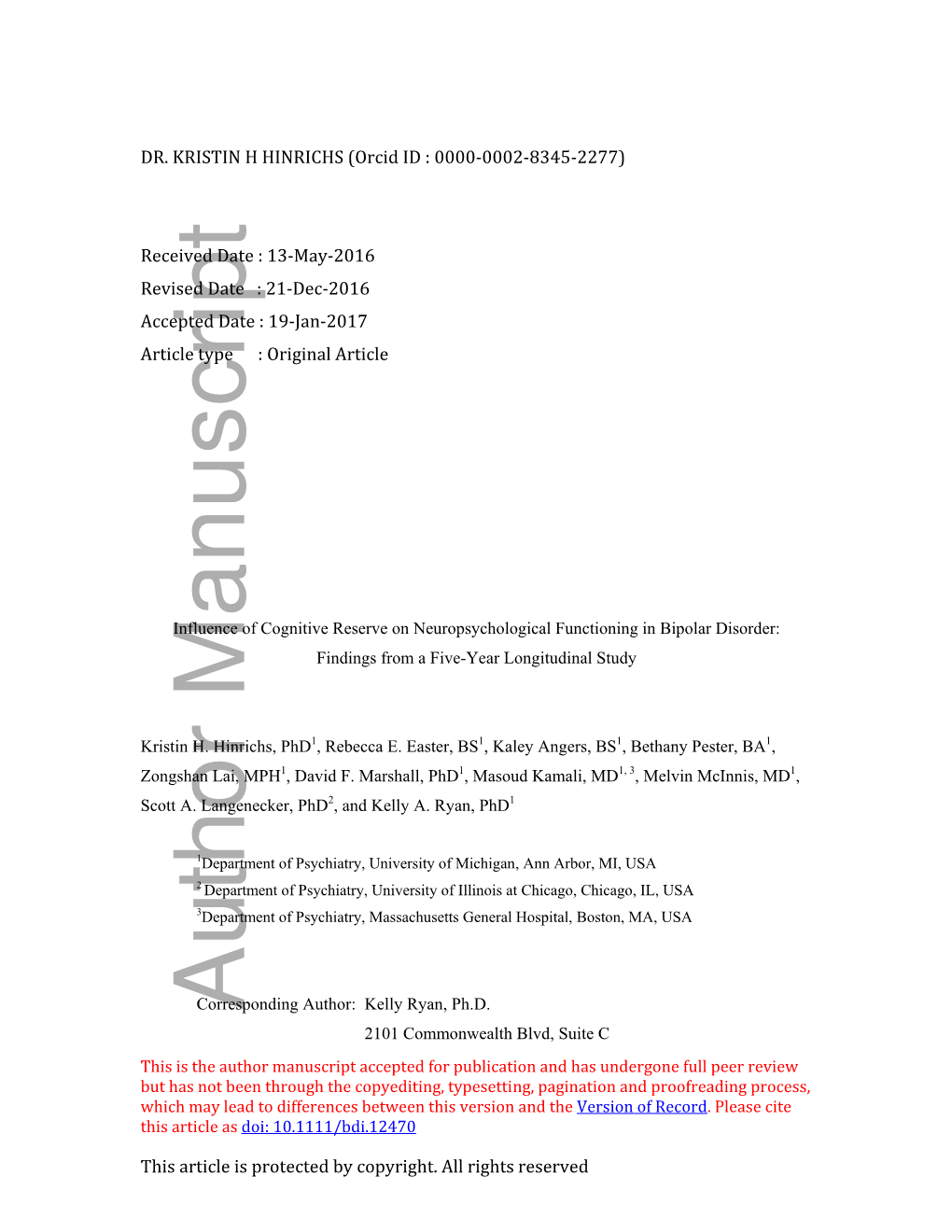 Influence of Cognitive Reserve on Neuropsychological Functioning in Bipolar Disorder: Findings from a Five-Year Longitudinal Study