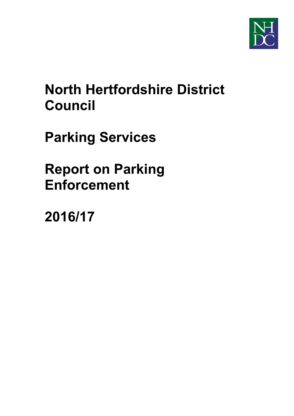 North Hertfordshire District Council Parking Services Report on Parking