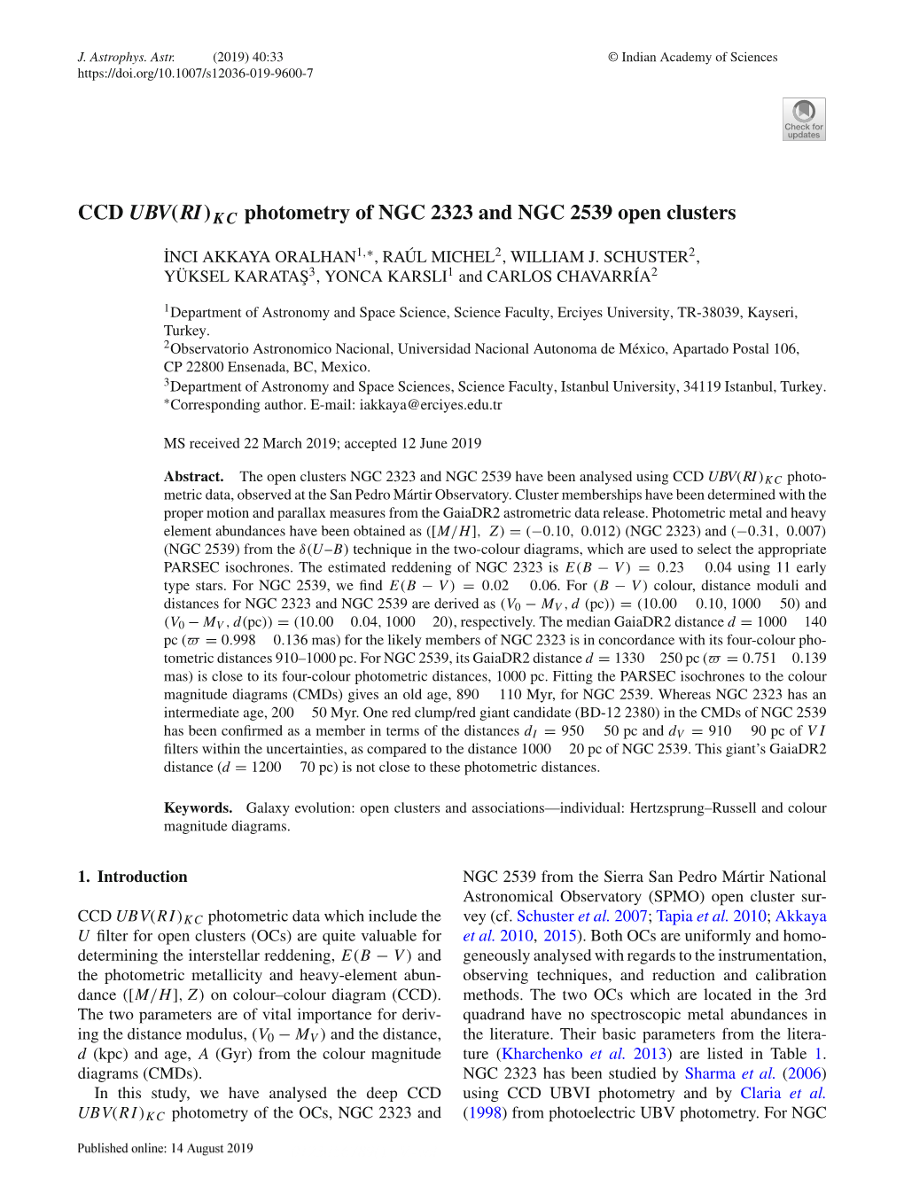 CCD Photometry of NGC 2323 and NGC 2539 Open Clusters