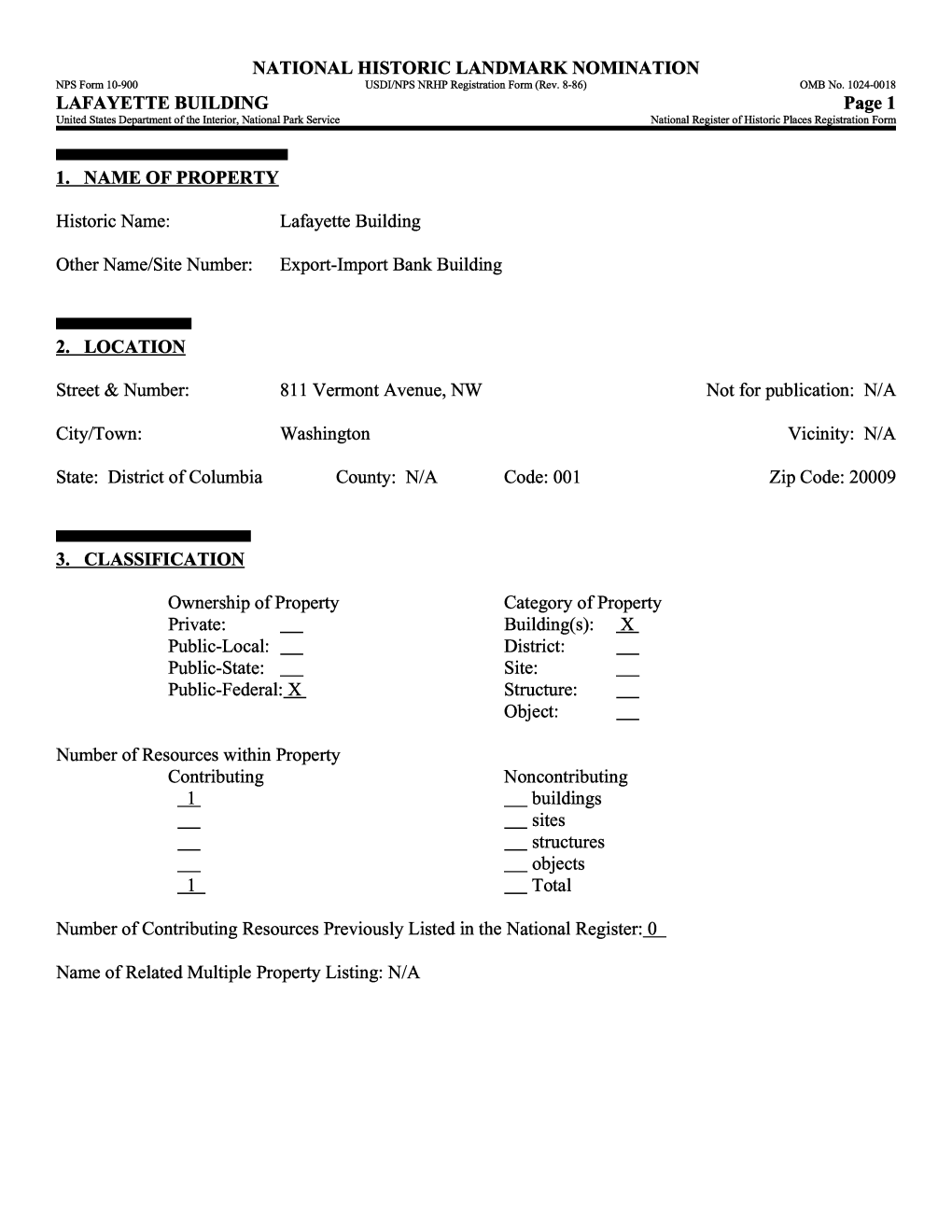 NATIONAL HISTORIC LANDMARK NOMINATION NPS Form 10-900 USDI/NPS NRHP Registration Form (Rev