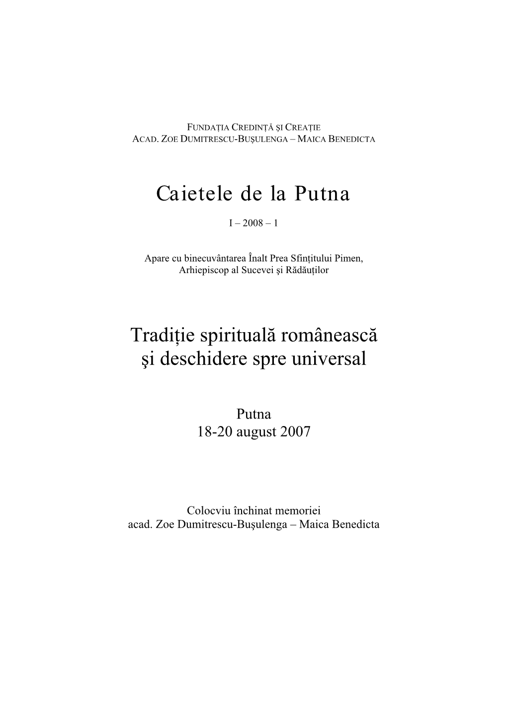 Caietele De La Putna