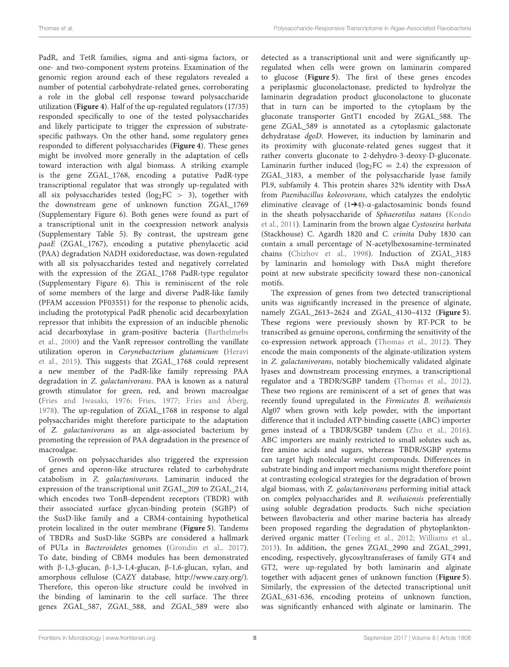 Gene Expression Analysis of Zobellia Galactanivorans During The