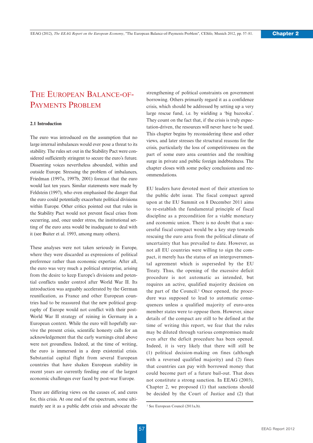 Chapter 2: the European Balance-Of-Payments Problem