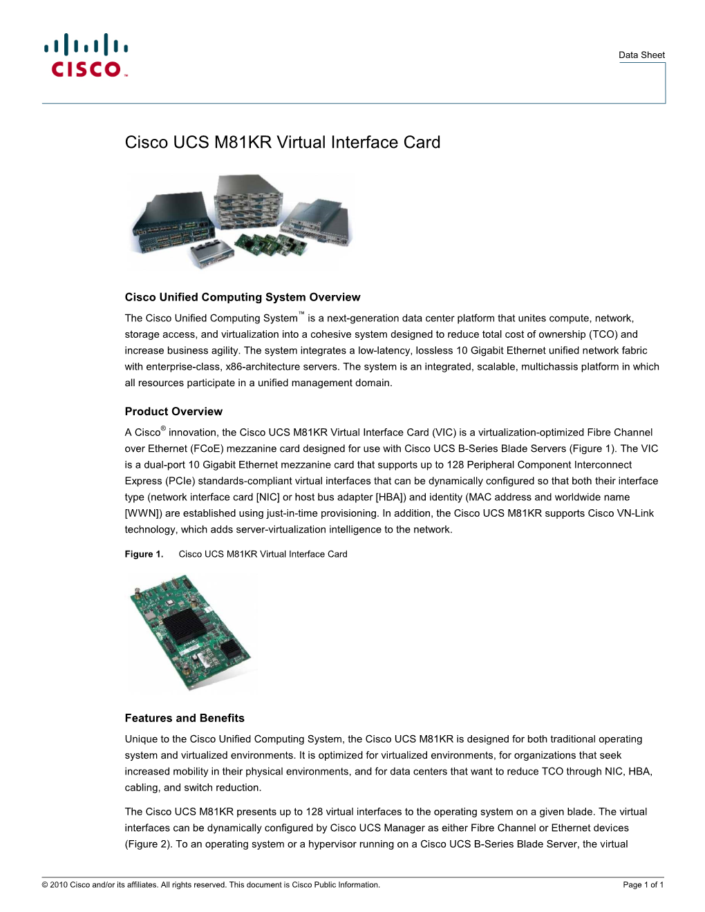 Cisco UCS M81KR Virtual Interface Card