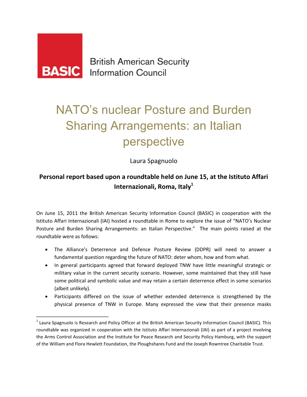 NATO's Nuclear Posture and Burden Sharing Arrangements