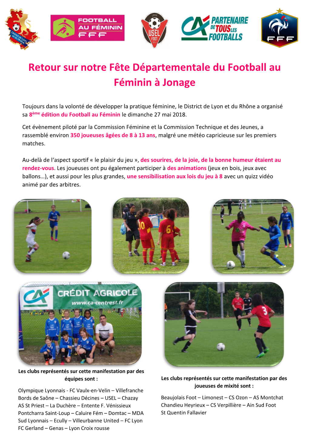 Retour Sur Notre Fête Départementale Du Football Au Féminin À Jonage