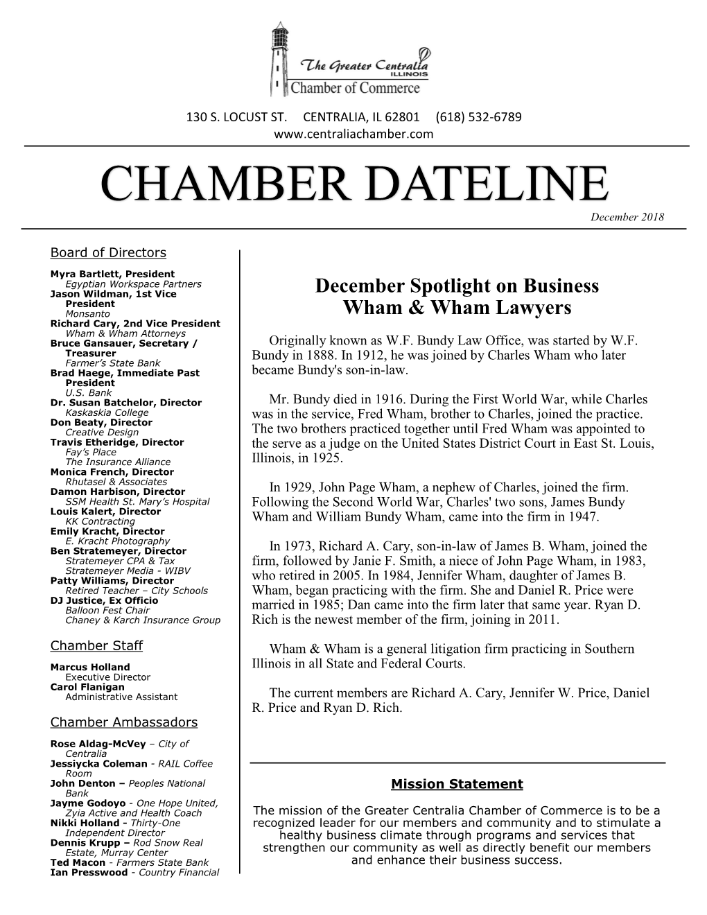 CHAMBER DATELINE December 2018