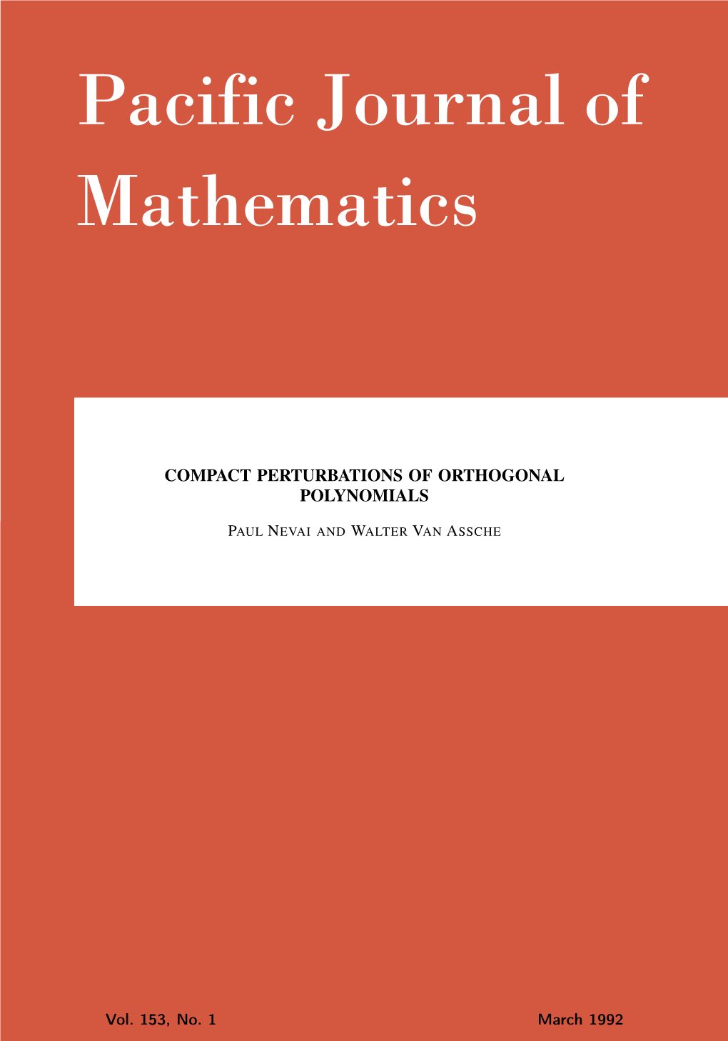 Compact Perturbations of Orthogonal Polynomials