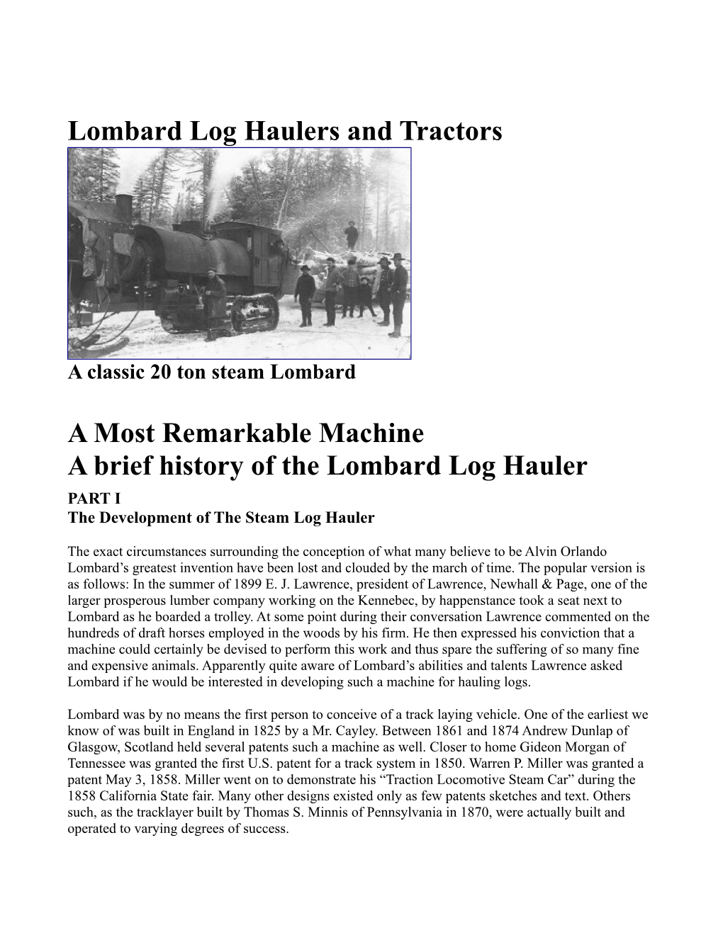 Lombard Log Haulers and Tractors