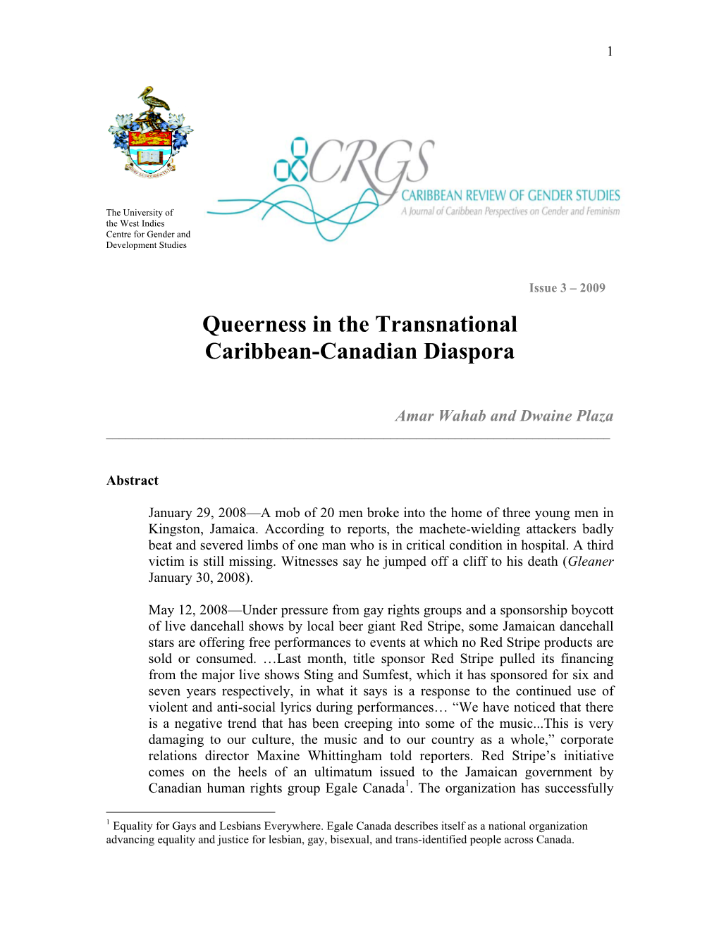 Queerness in the Transnational Caribbean-Canadian Diaspora