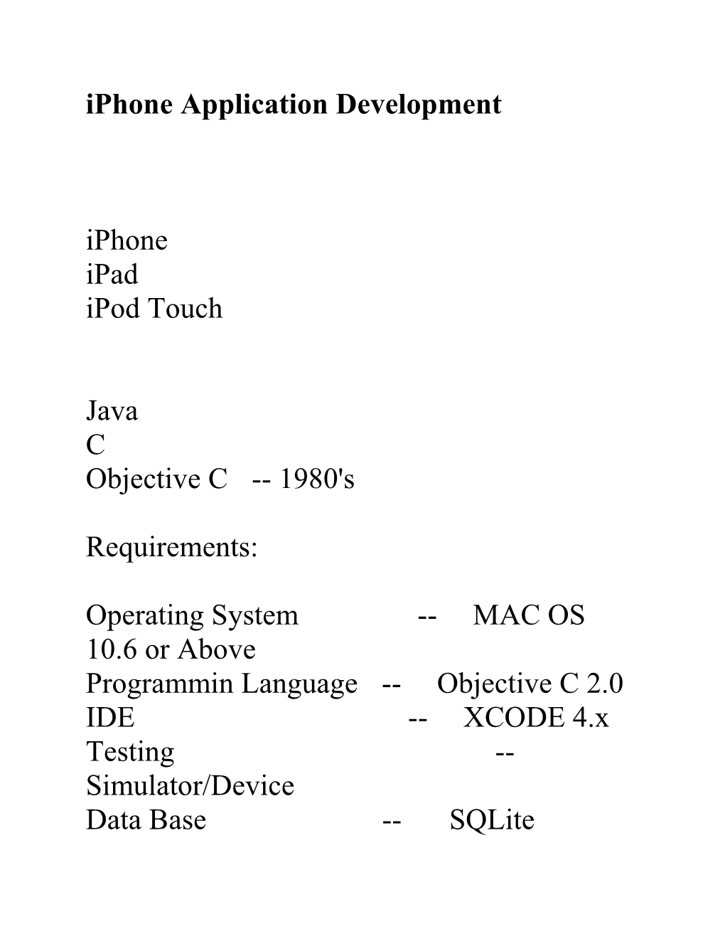 1980'S Requirements: Operating System