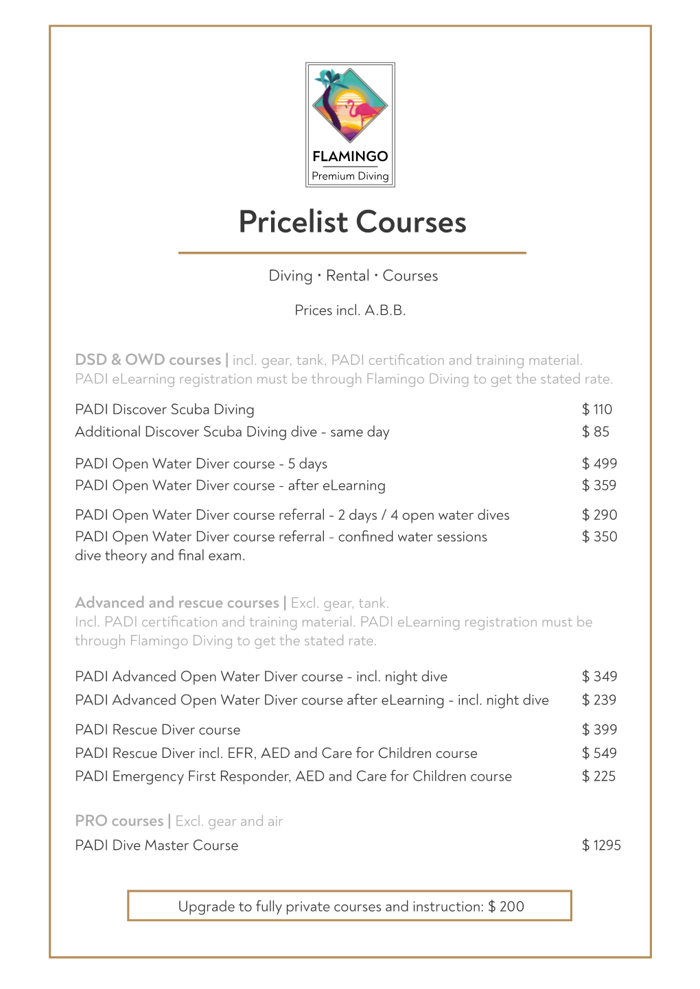 Pricelist Courses