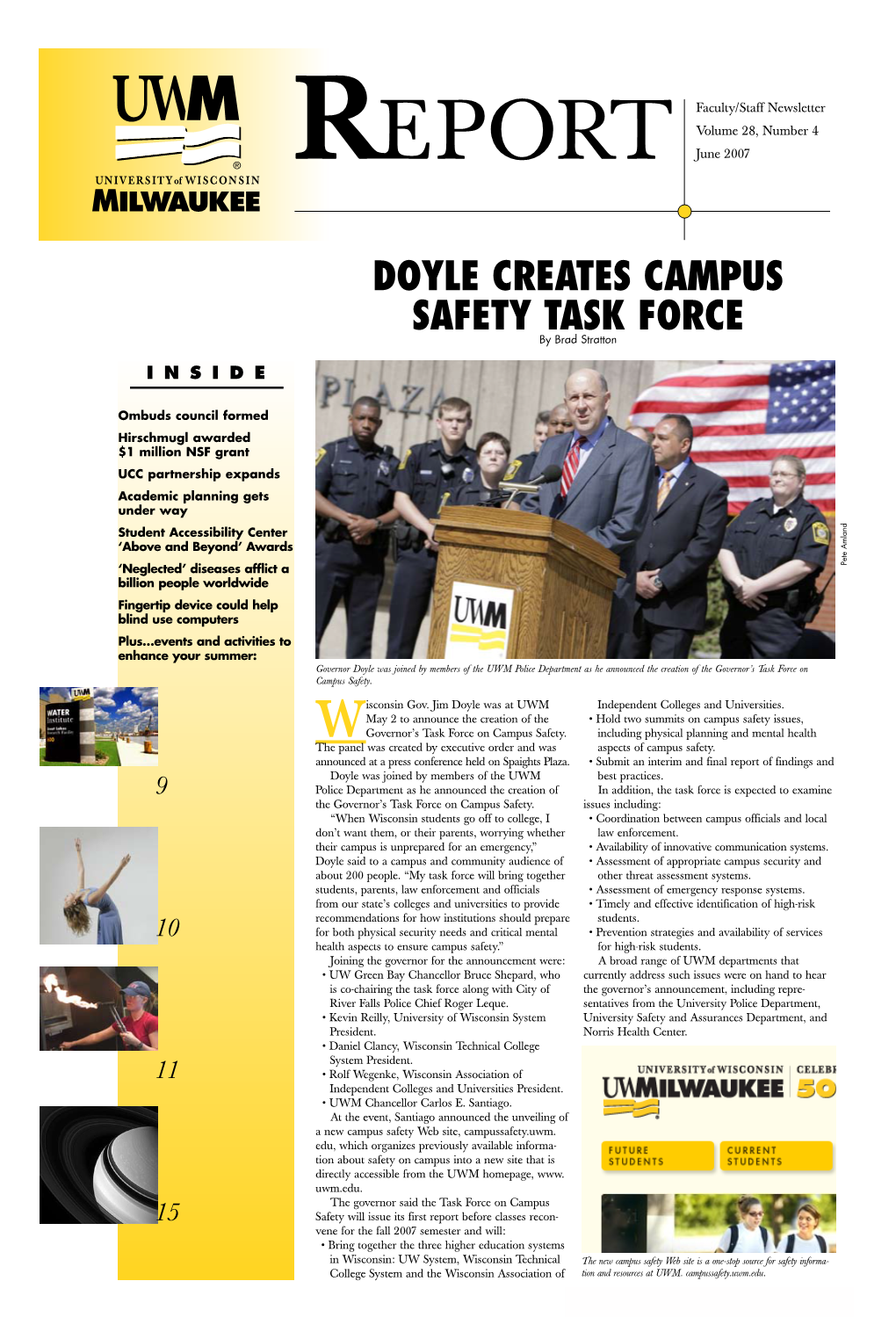 Doyle Creates Campus Safety Task Force by Brad Stratton